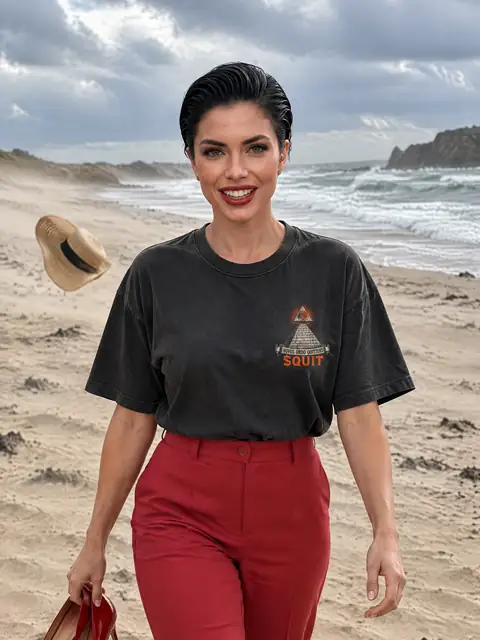 Victoria Vale wearing the Novus Ordo Quitters Tee