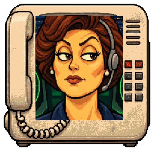 Margot, the desk-phone portrait from the show.