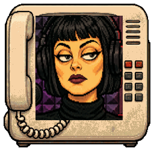 Renee, the desk-phone portrait from the show.