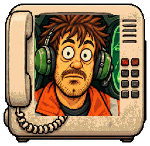 Chopper Chuck, the desk-phone portrait from the show.